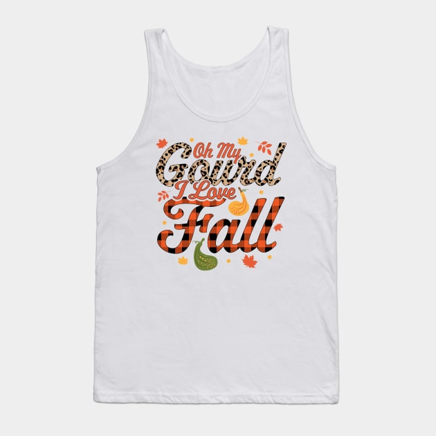 Oh My Gourd I Love Fall Plaid Leopard Print - Autumn Fall Tank Top by OrangeMonkeyArt